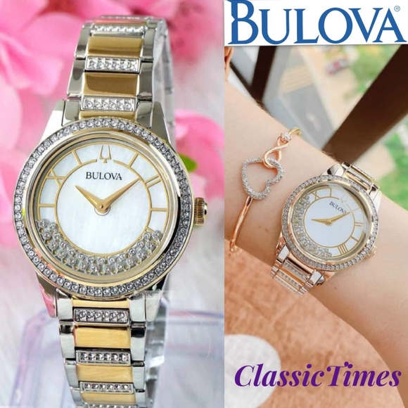 Bulova Accessories - **SOLD** Bulova Crystal Turnstyle Mother of Pearl Dial Two-tone Ladies Watch